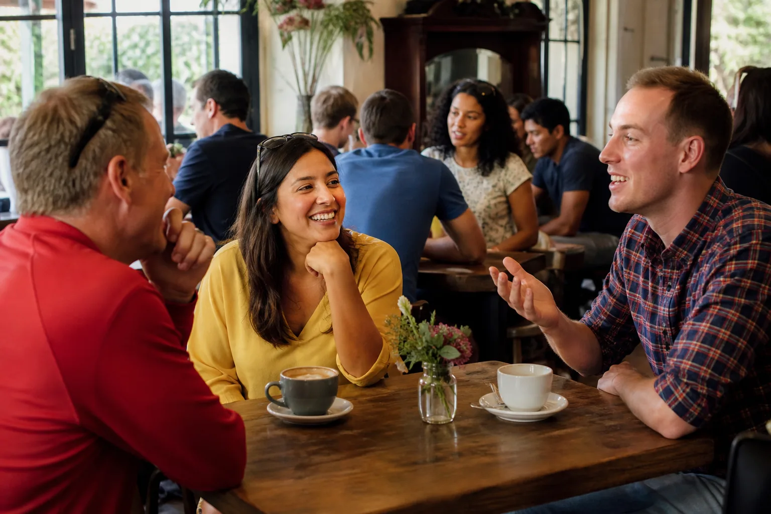 People chatting together at a relaxed community event in Woking